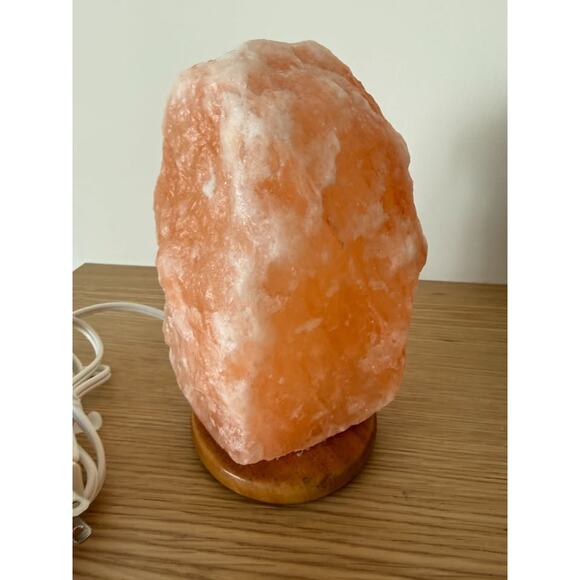 Other - Dimmable Himalayan Salt Lamp Pink Crystal — Wood Base Warm Ambient Night Light